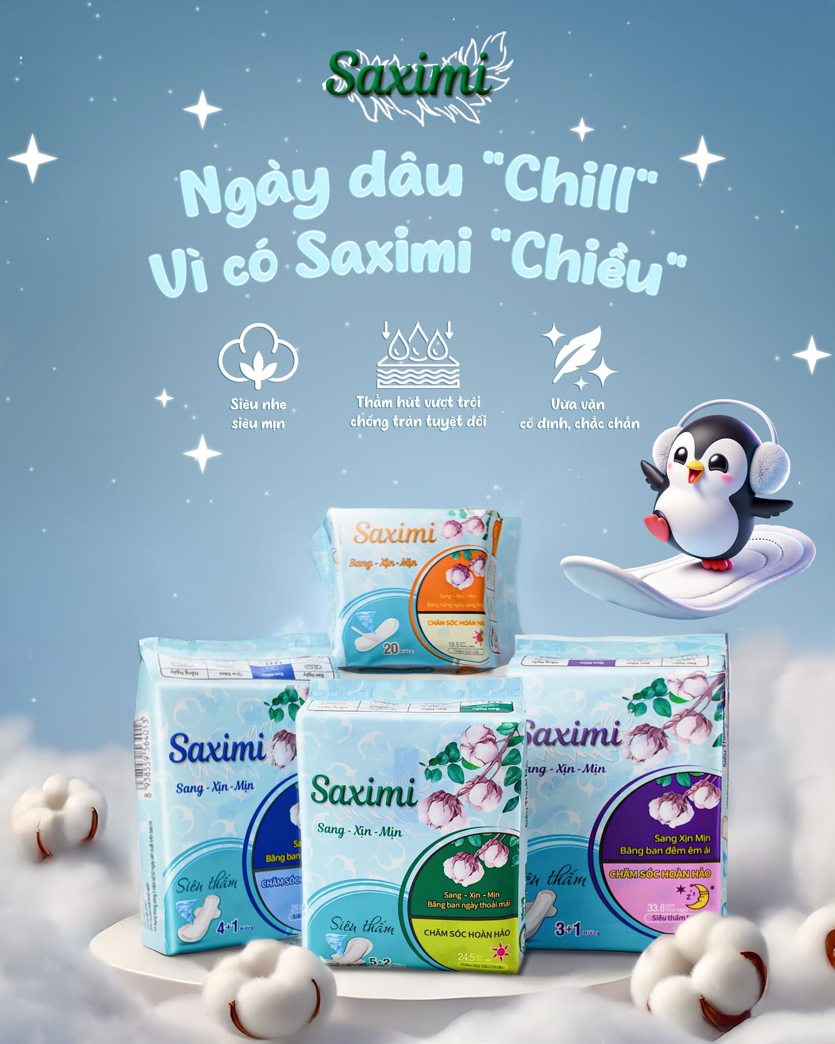Băng vệ sinh Saximi dòng Bông Mềm Mịn