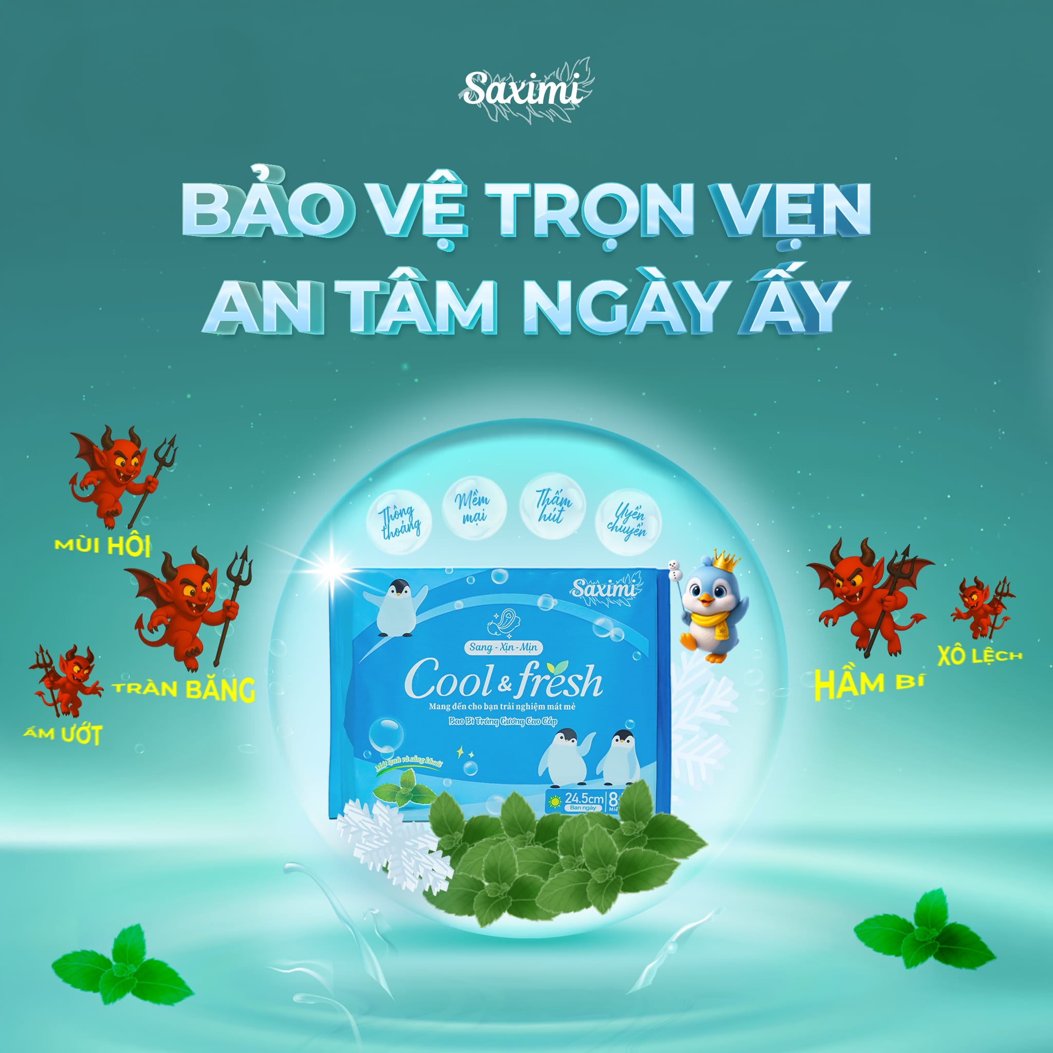 Băng vệ sinh Saximi dòng Cool Fresh ban ngày 24.5cm