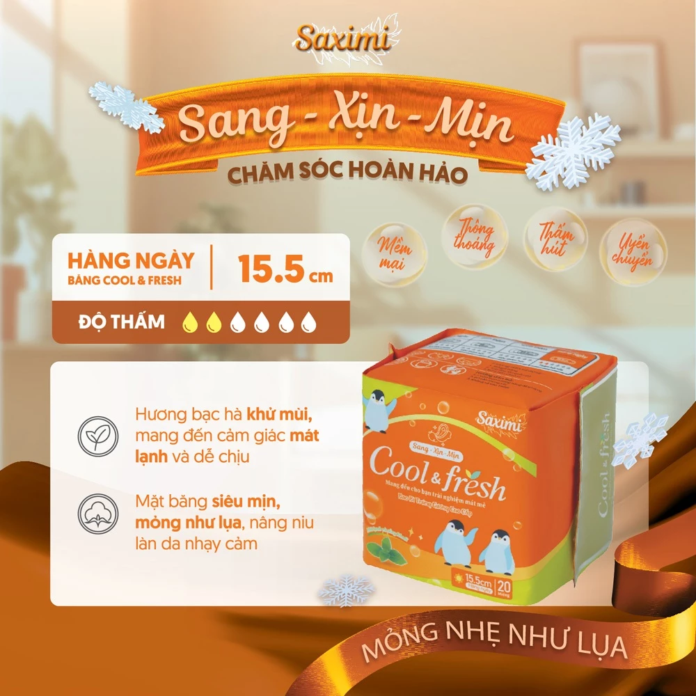 Băng vệ sinh hằng ngày Saximi Cool fresh 15.5cm